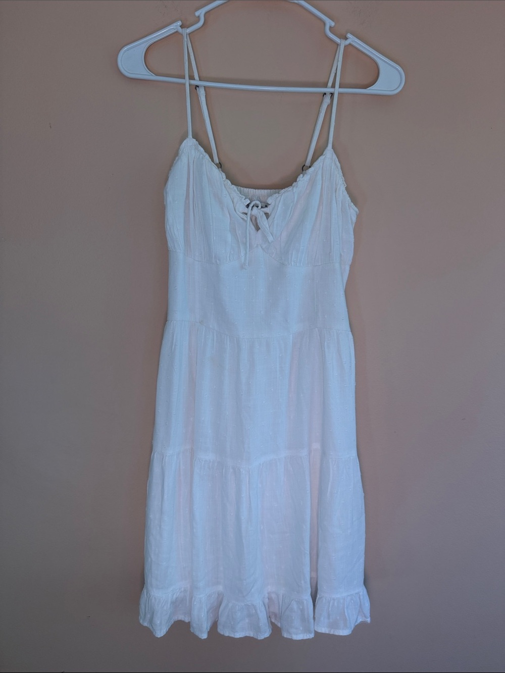 Hollister White Spaghetti Strap Tie-Front Midi Dress